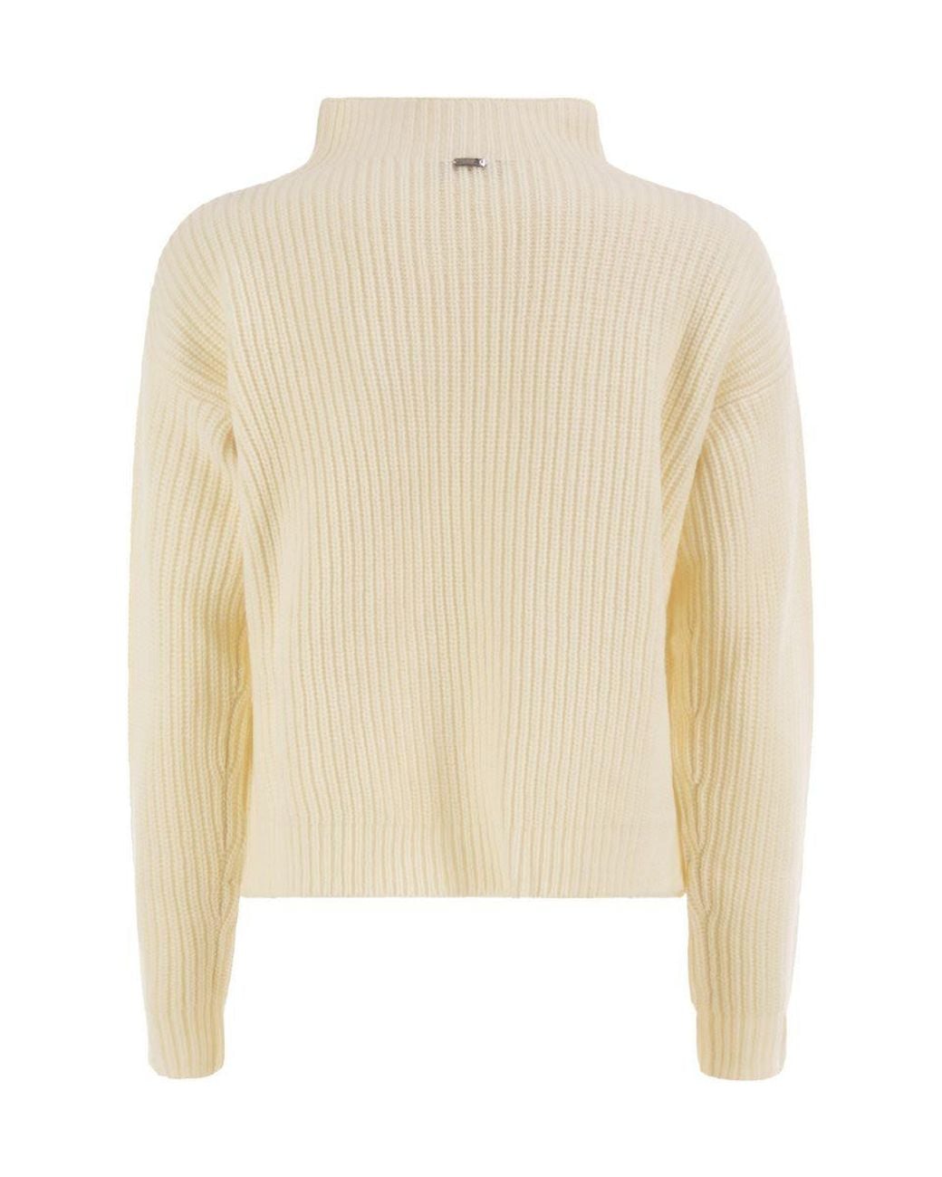 Herno White Pure Wool Jumper With Textured Knit And High Neck