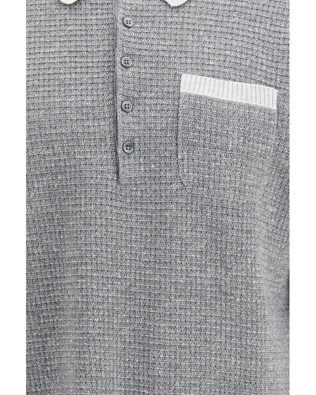Thom Browne Gray Knitted Polo Shirt for men
