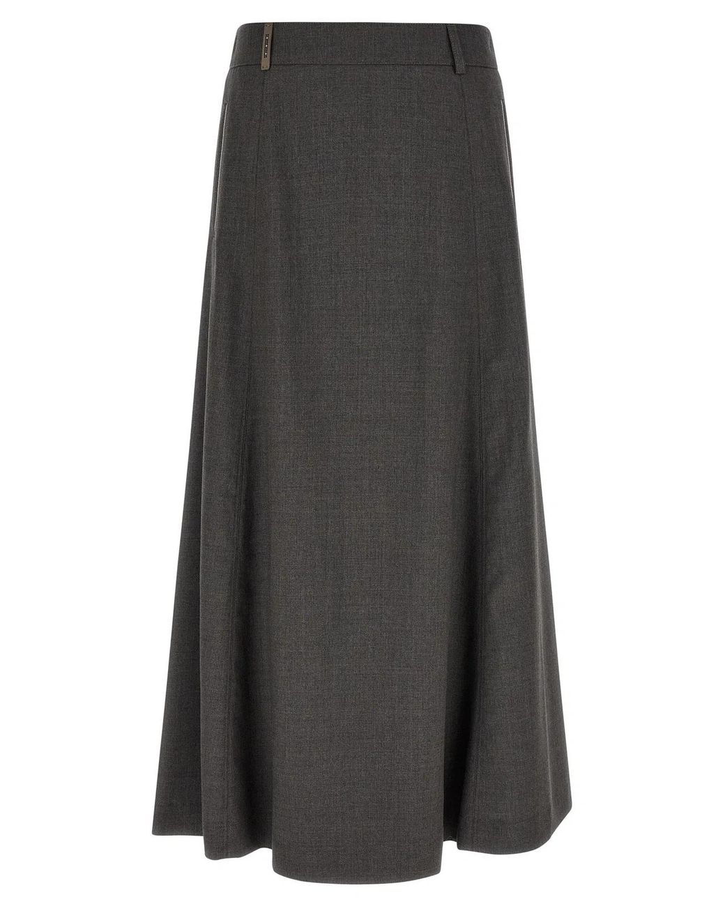 Peserico Gray Flared Skirt With Loops