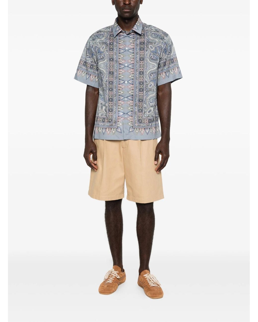 Etro Blue Cotton Easy Short Sleeve Shirt