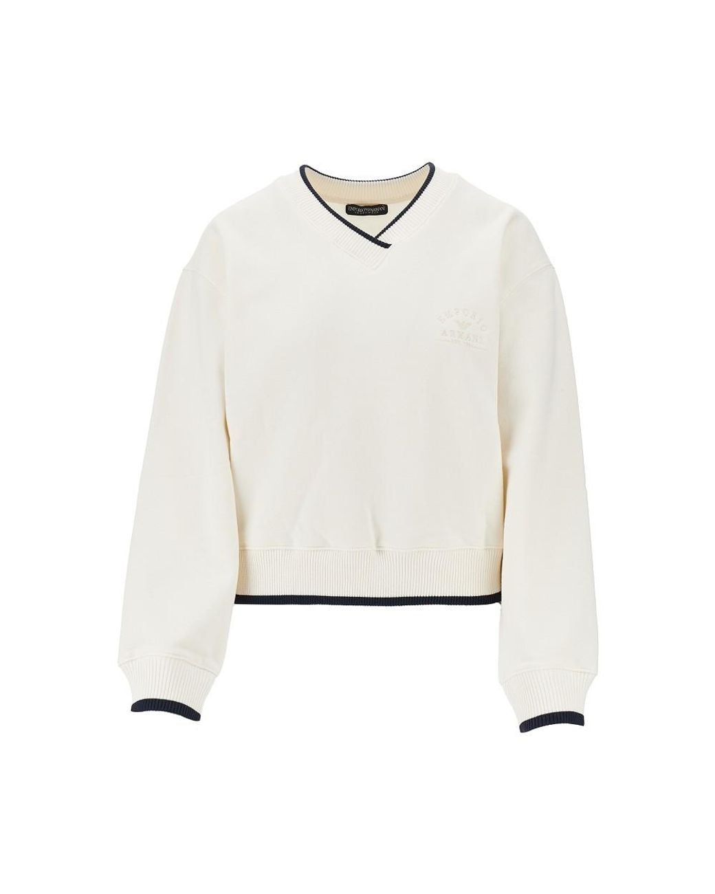 EA BODYWEAR White V-Neck Sweatshirt