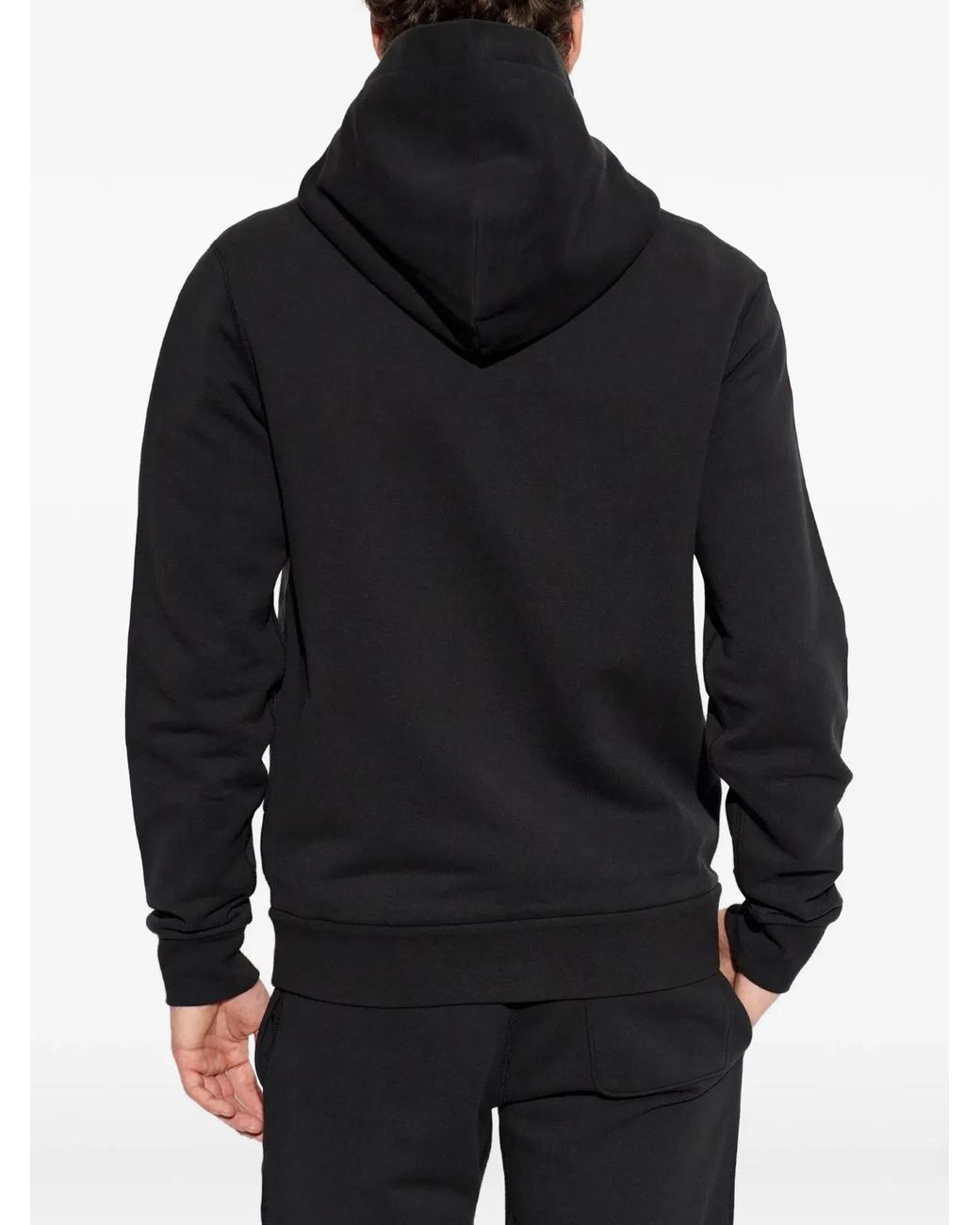 Moncler Black Sketched Logo Zip-Up Cotton Hoodie for men