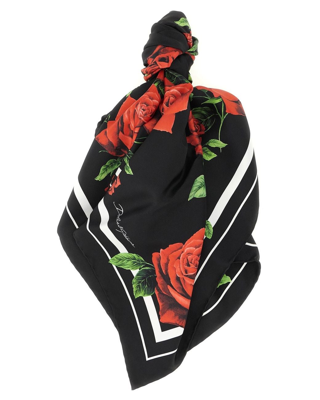 Dolce & Gabbana Black Dolce & Gabbana 'Rose' Scarf