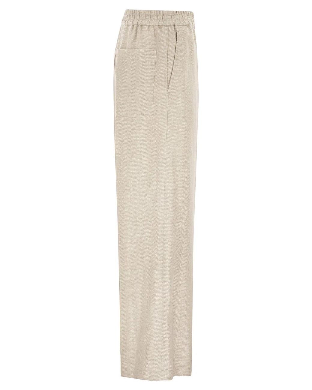 Brunello Cucinelli White Loose Track Trousers