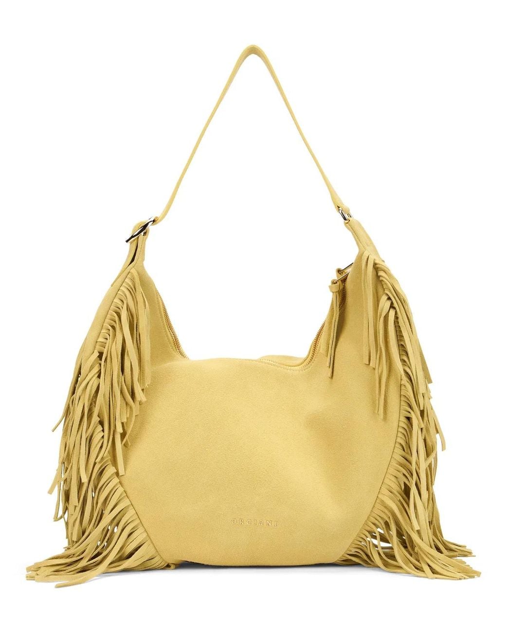 Orciani Metallic Isla Suede Bag With Fringes