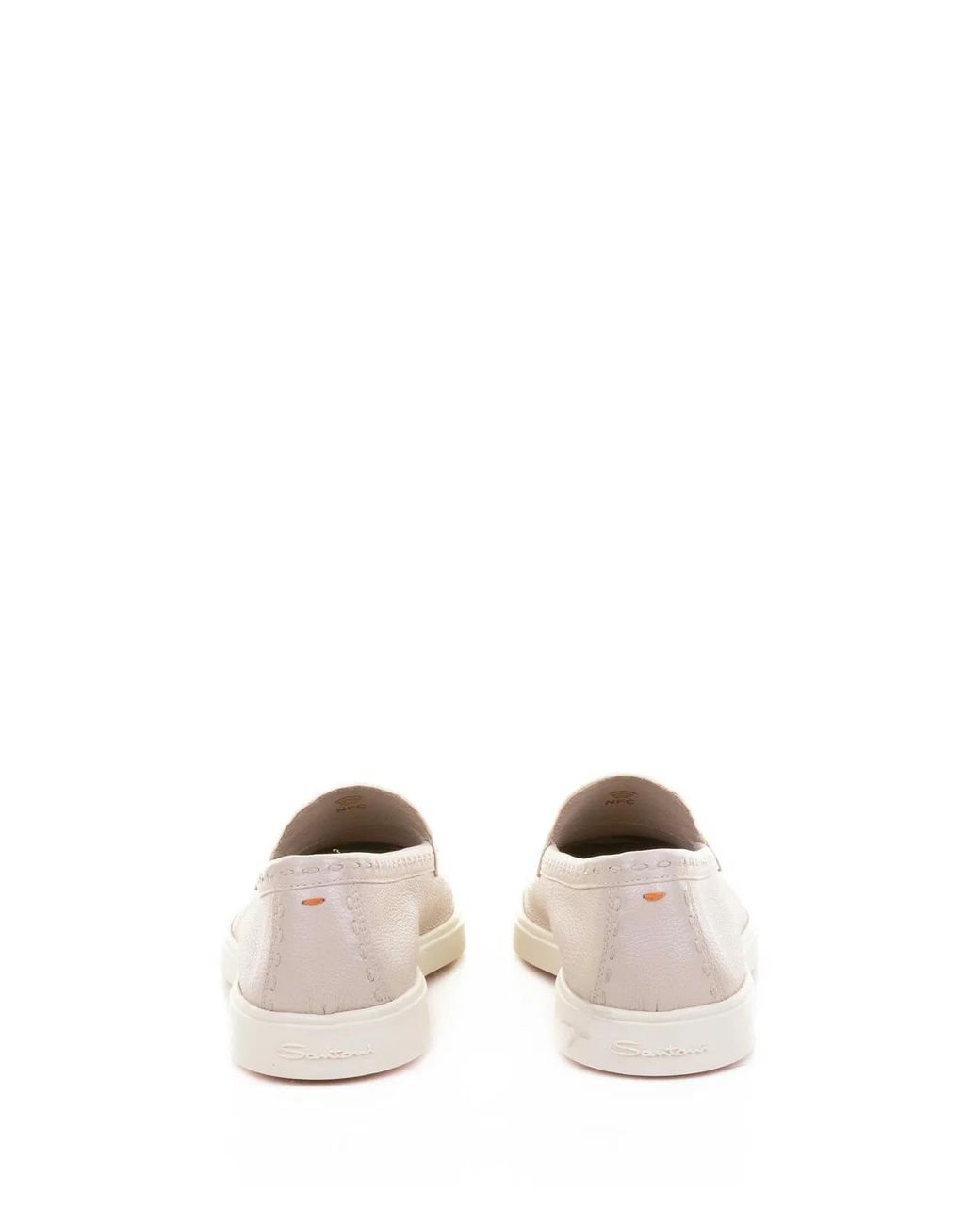 Santoni White Leather Moccasin
