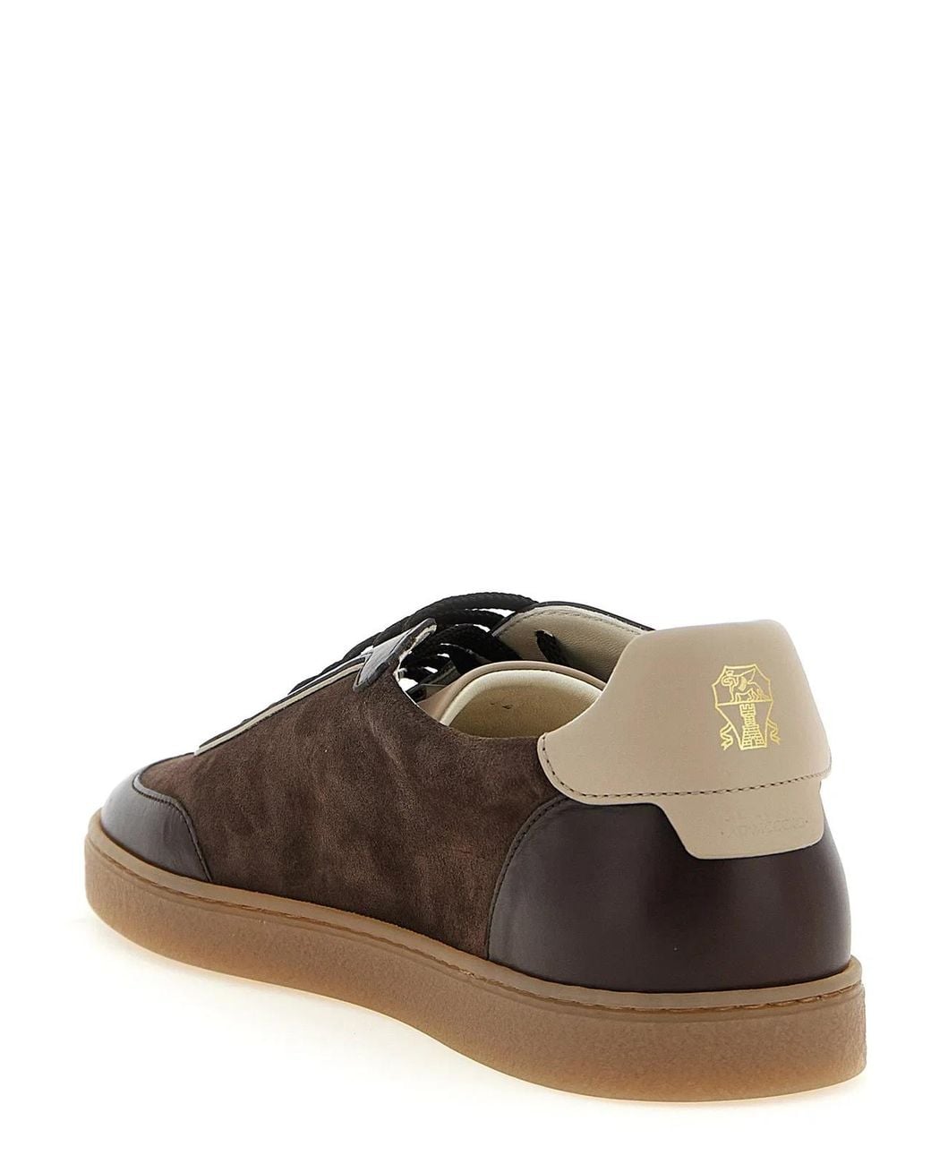 Brunello Cucinelli Brown Suede And Smooth Calf Sneakers for men