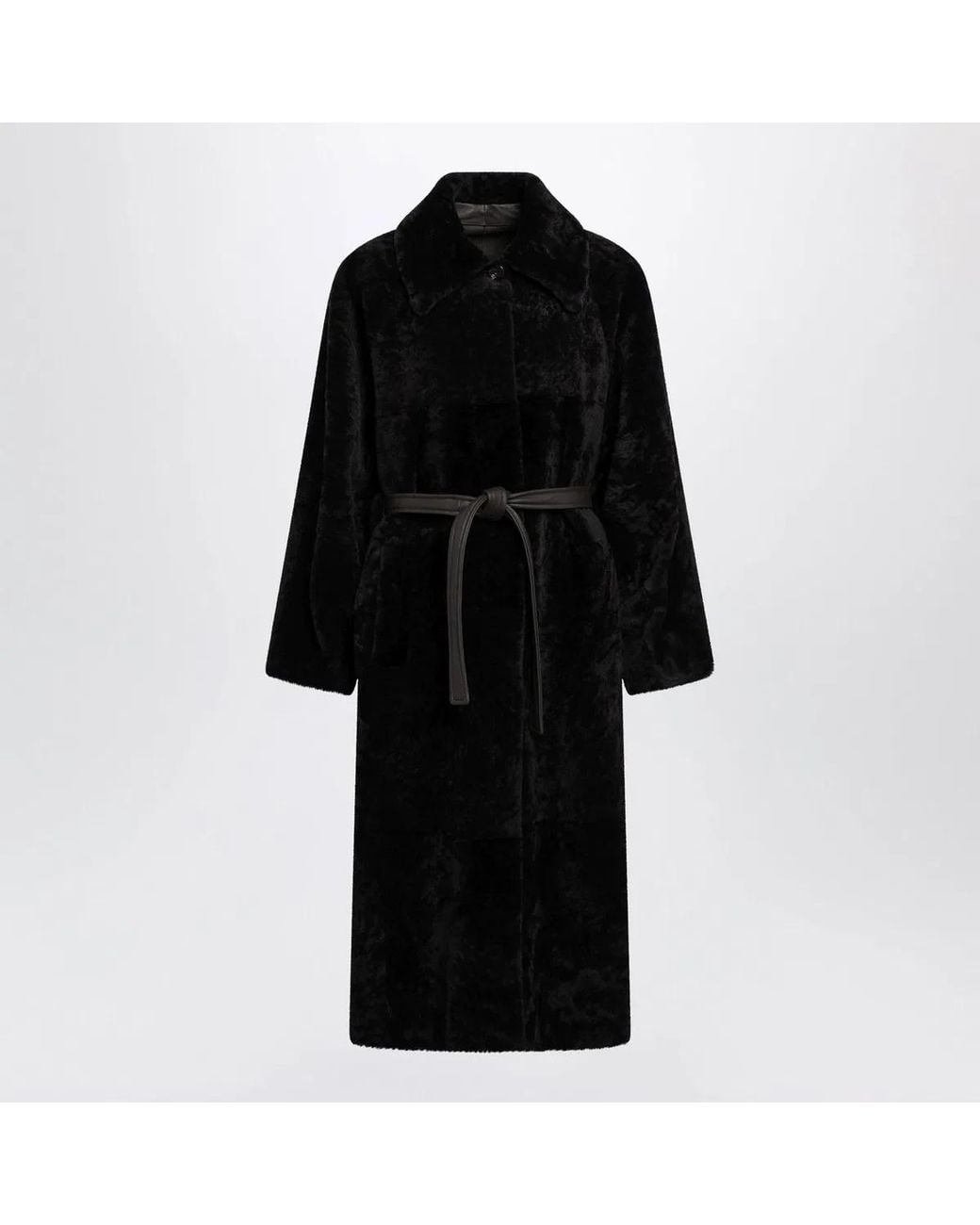 Blancha Black Chocolate Belted Fur Coat