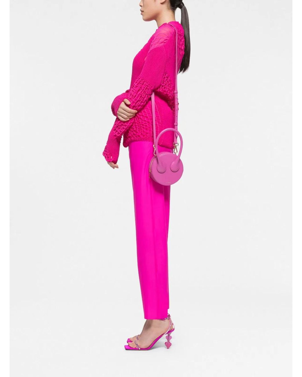 AZ FACTORY Pink Leather Mini Crossbody Bag