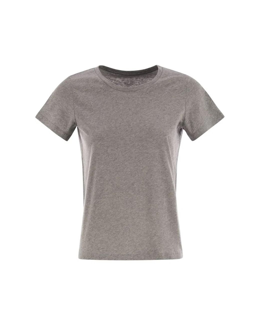 Majestic Gray Crew-Neck Short-Sleeved Cotton T-Shirt