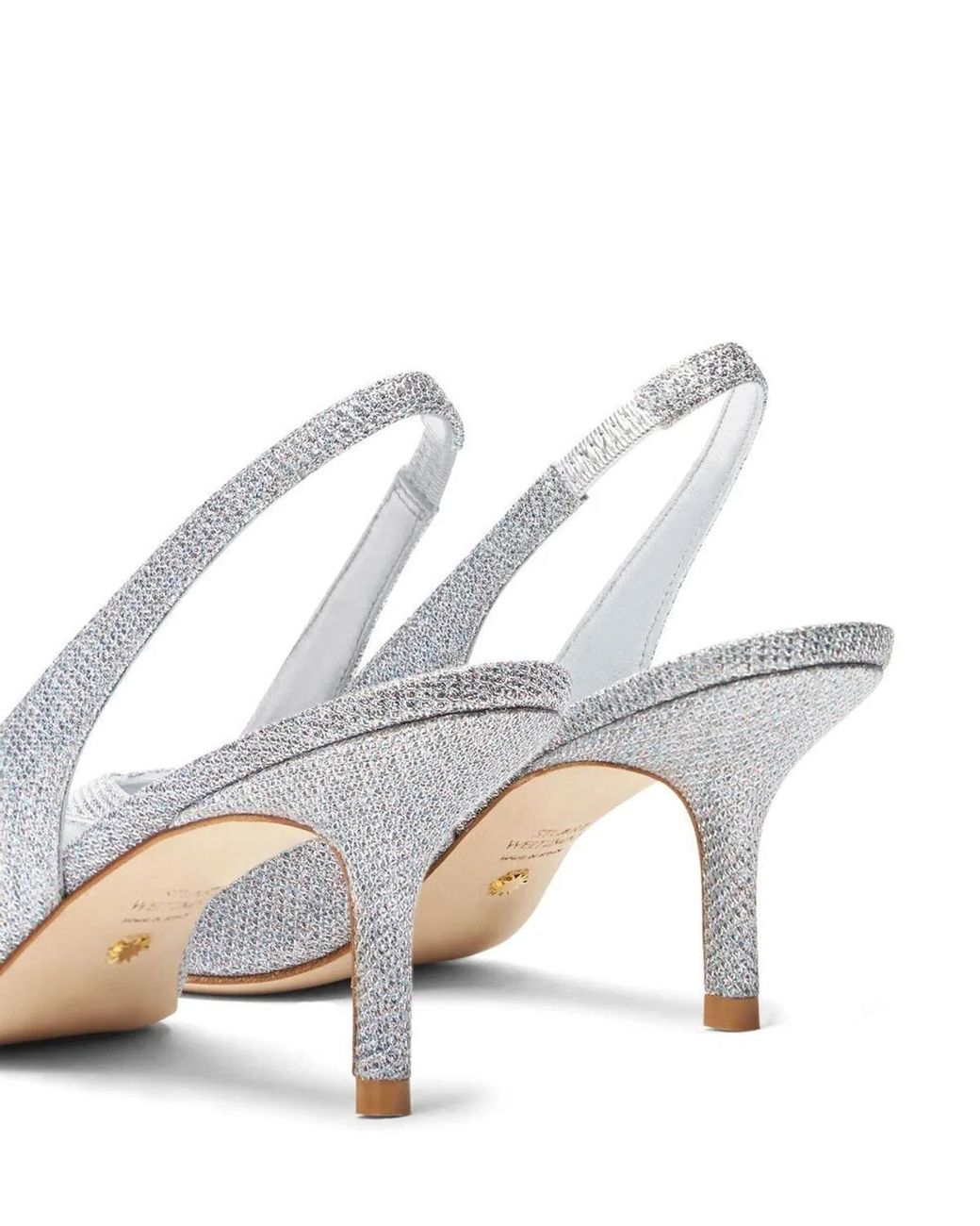 Stuart Weitzman White Eva 75 Slingback;Slv;5.5 C
