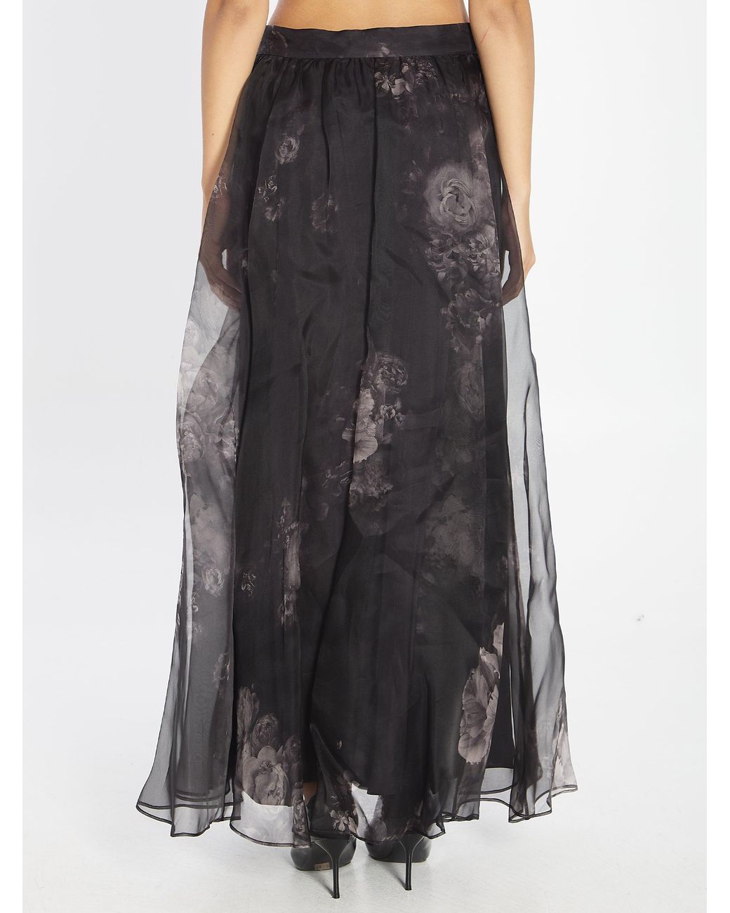 Zimmermann Black Floral Hypnotic Maxi Skirt