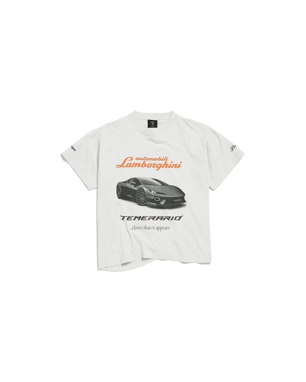 Balenciaga White Lamborghini Oversized Printed Cotton-Jersey T-Shirt for men