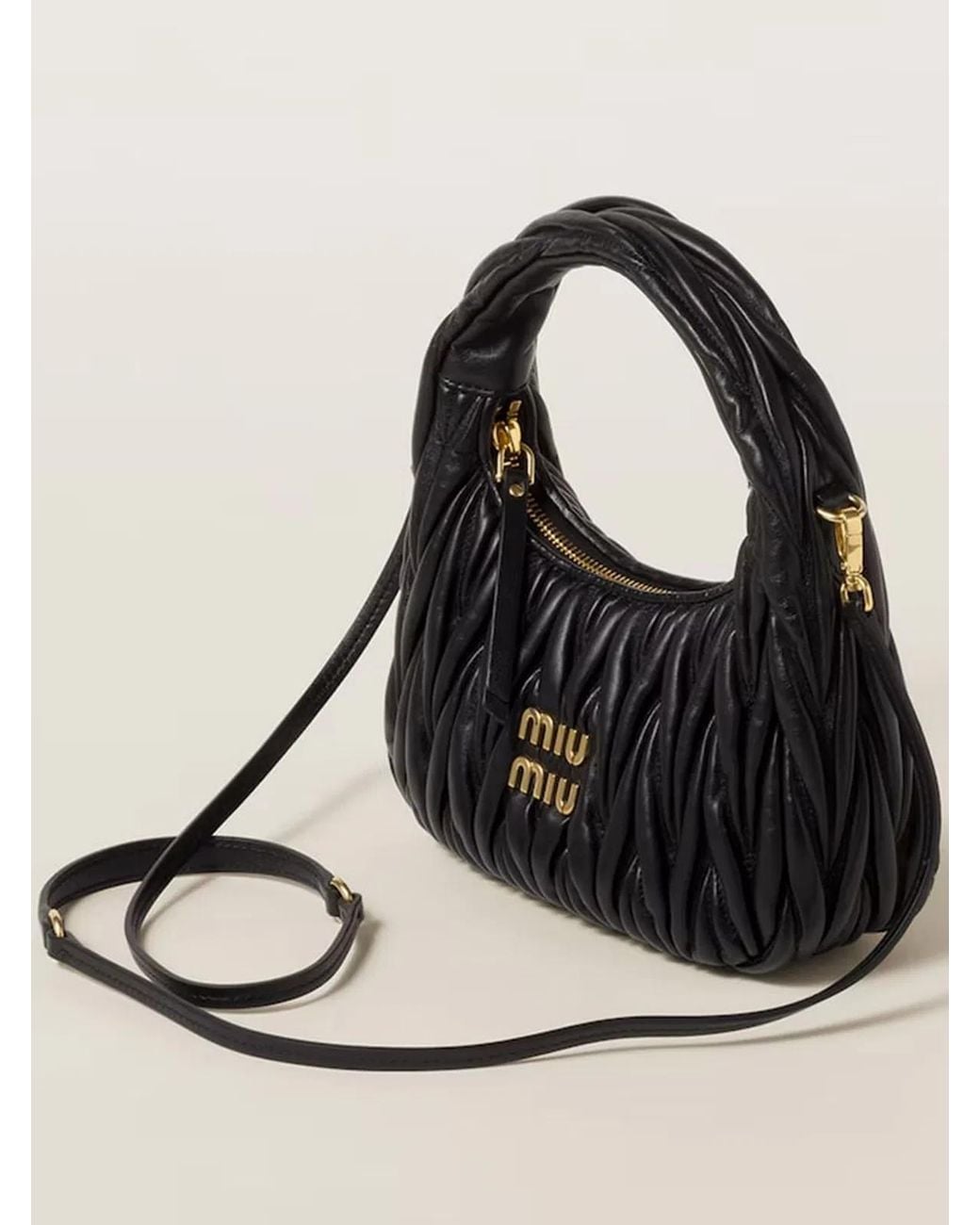 Miu Miu Black Borsa Hobo Wander