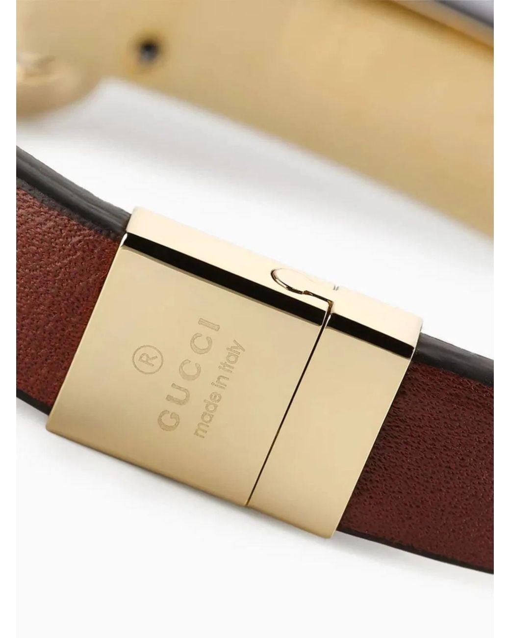 Gucci Brown Leather Bracelet With Horsebit Detail