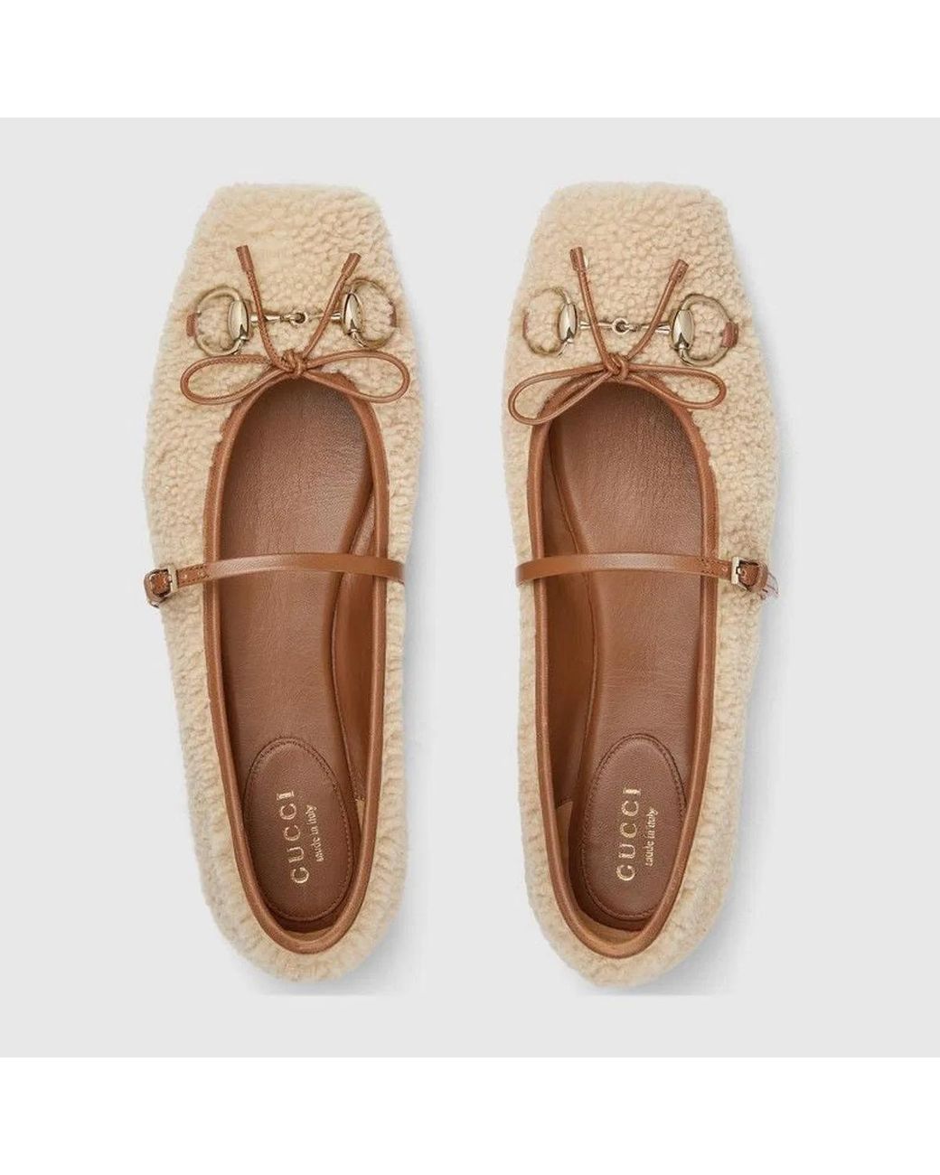 Gucci Natural Shearling Ballerinas