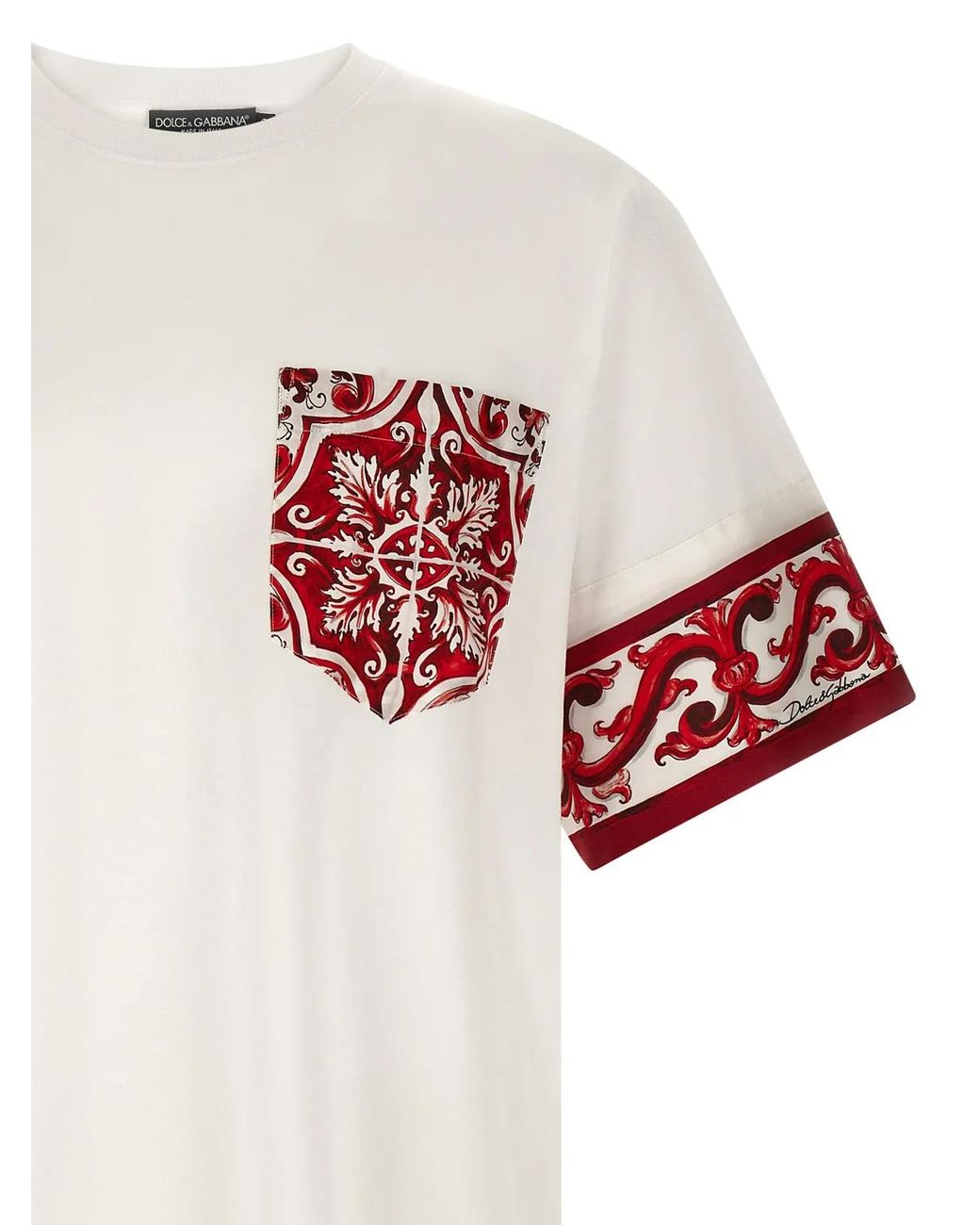 Dolce & Gabbana White Dolce & Gabbana 'Maiolica' T-Shirt for men