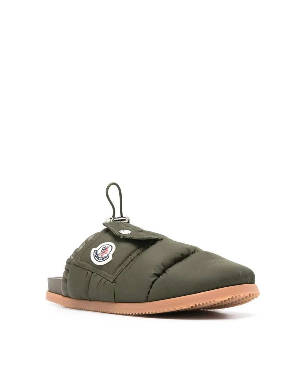 Moncler Green Mon Pocket Logo Patch Padded Down Mules