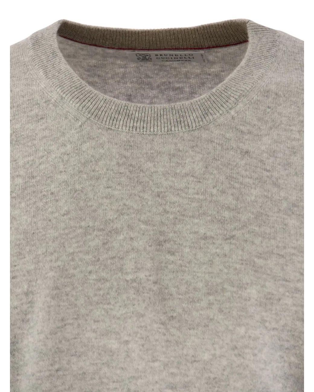 Brunello Cucinelli Gray Pure Cashmere Crew-Neck Sweater for men