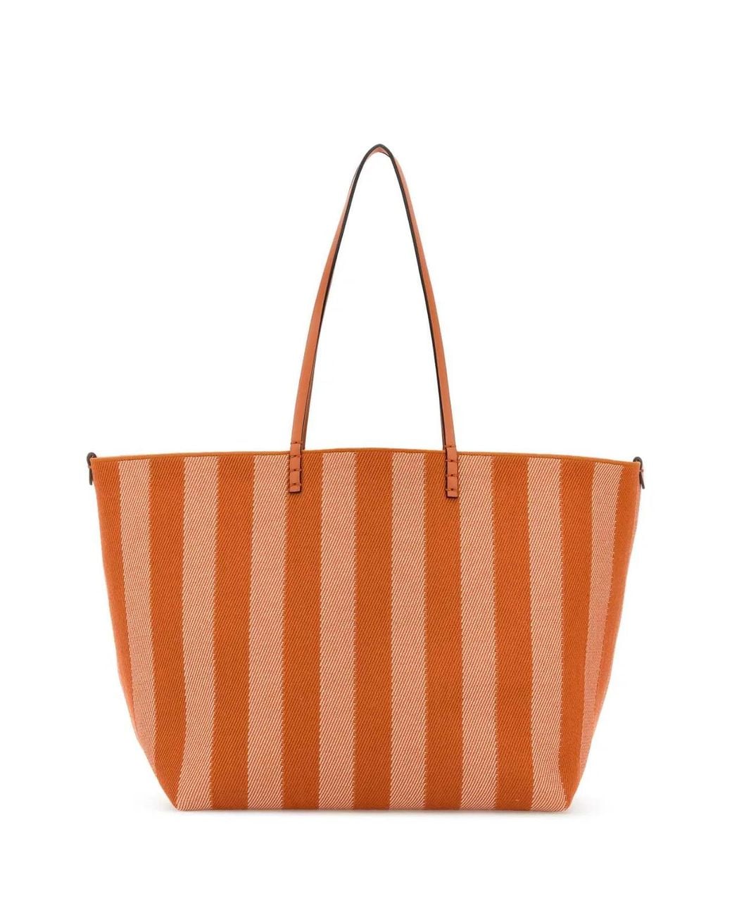 Fendi Orange Embroidered Jacquard Large Roll Shopping Bag