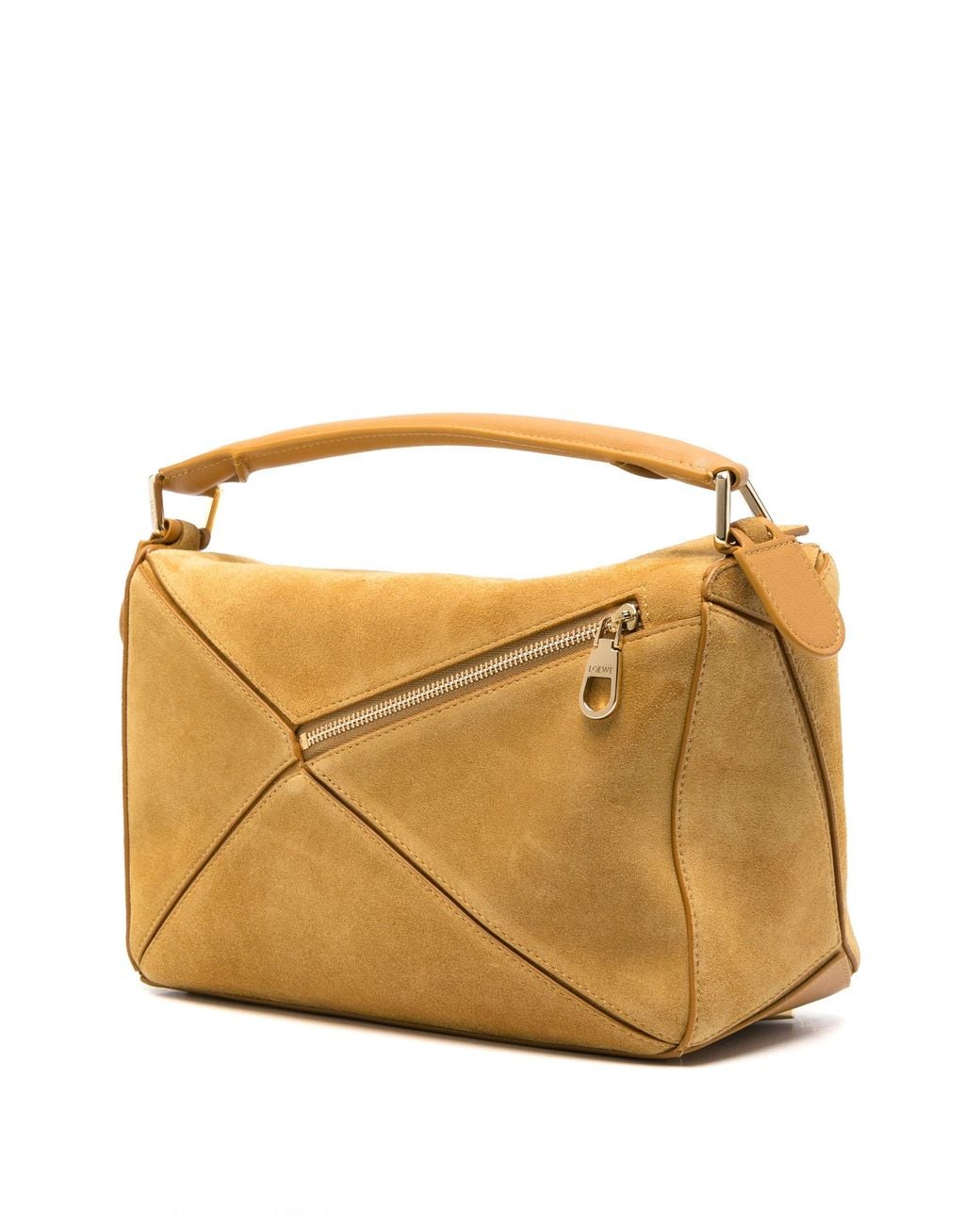 Loewe Natural Small Featherlight Puzzle Suede Handbag