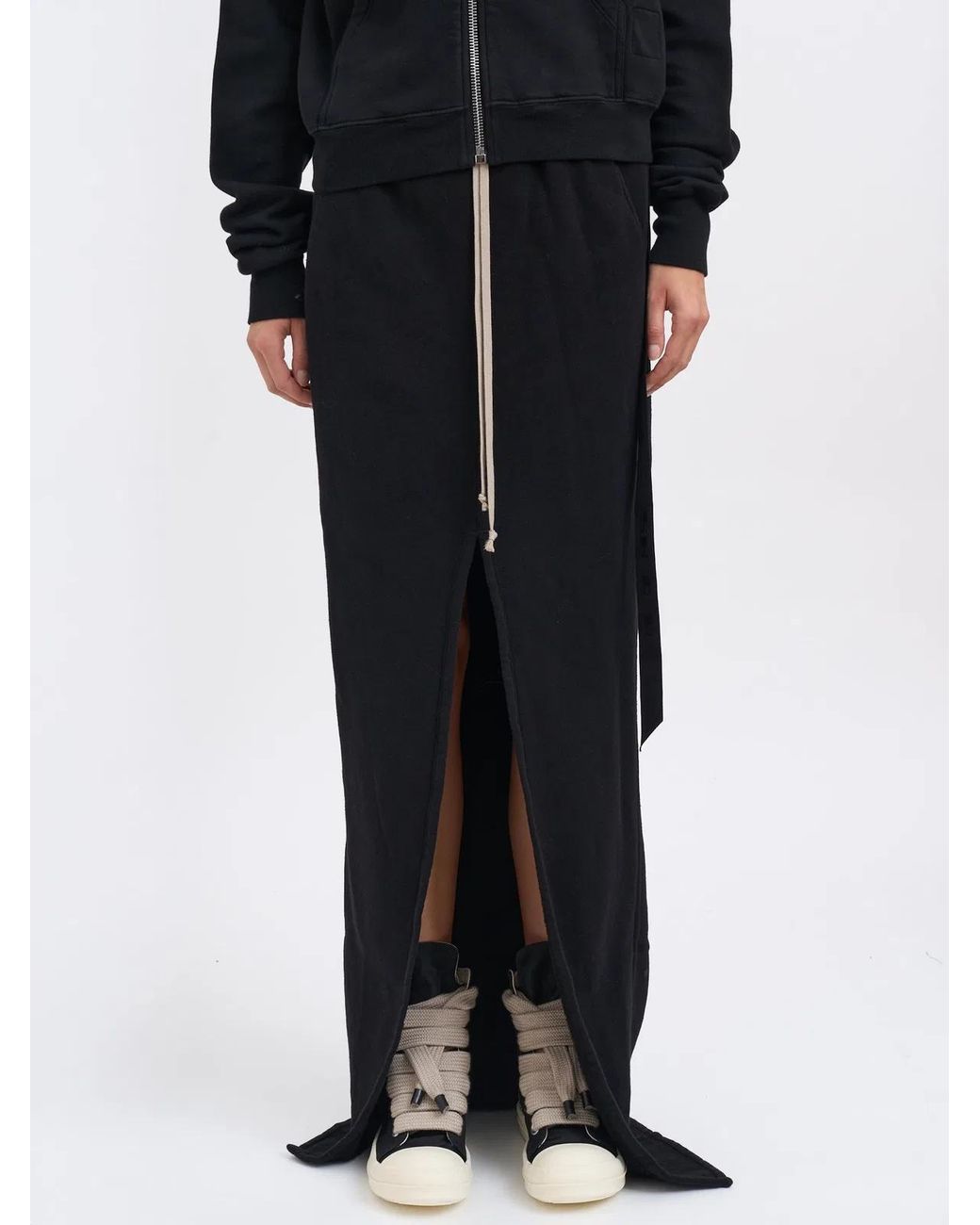 Rick Owens Black Phleg Pillar Skirt Fleece Skirt