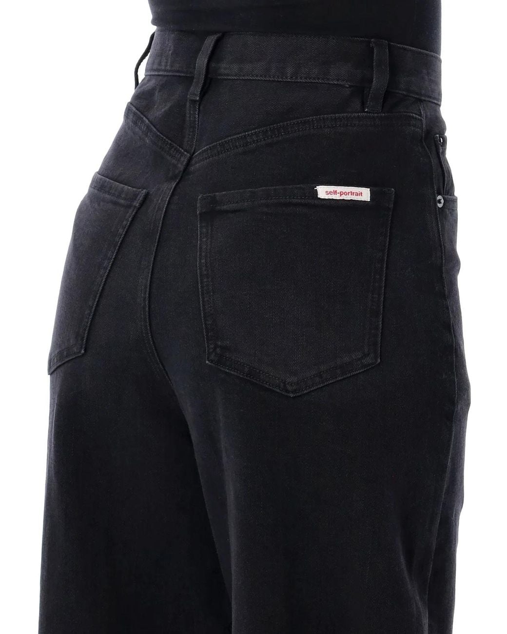 Self-Portrait Black Barrel Leg Jeans