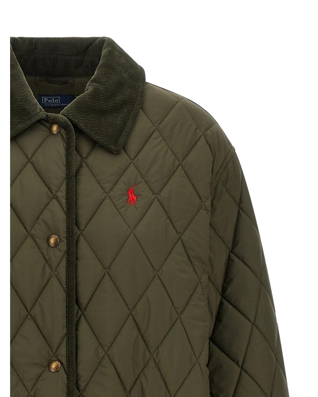 Polo Ralph Lauren Green Quilted Padded Jacket With Embroidery