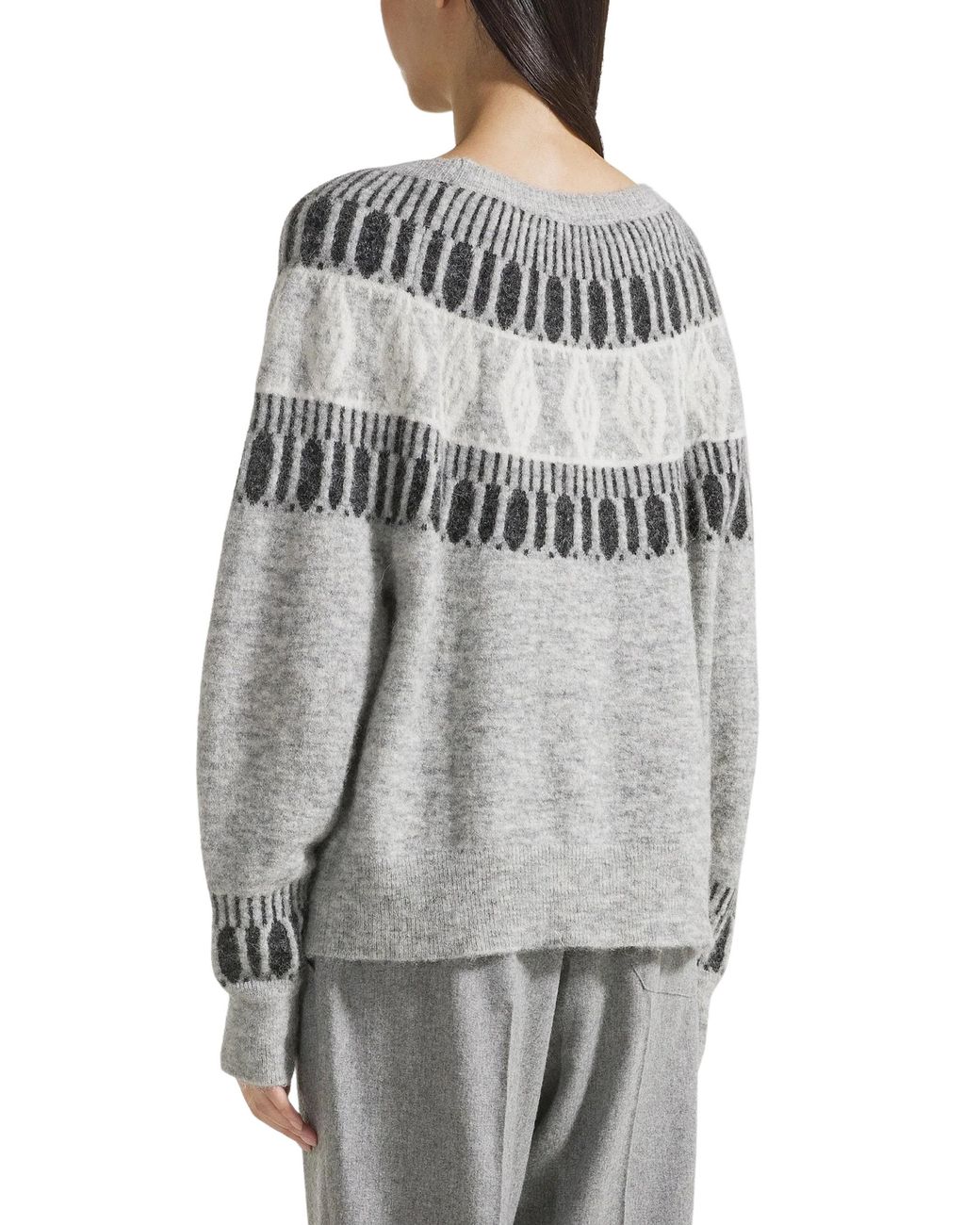 SEVENTY VENEZIA Gray Jacquard Crewneck Sweater