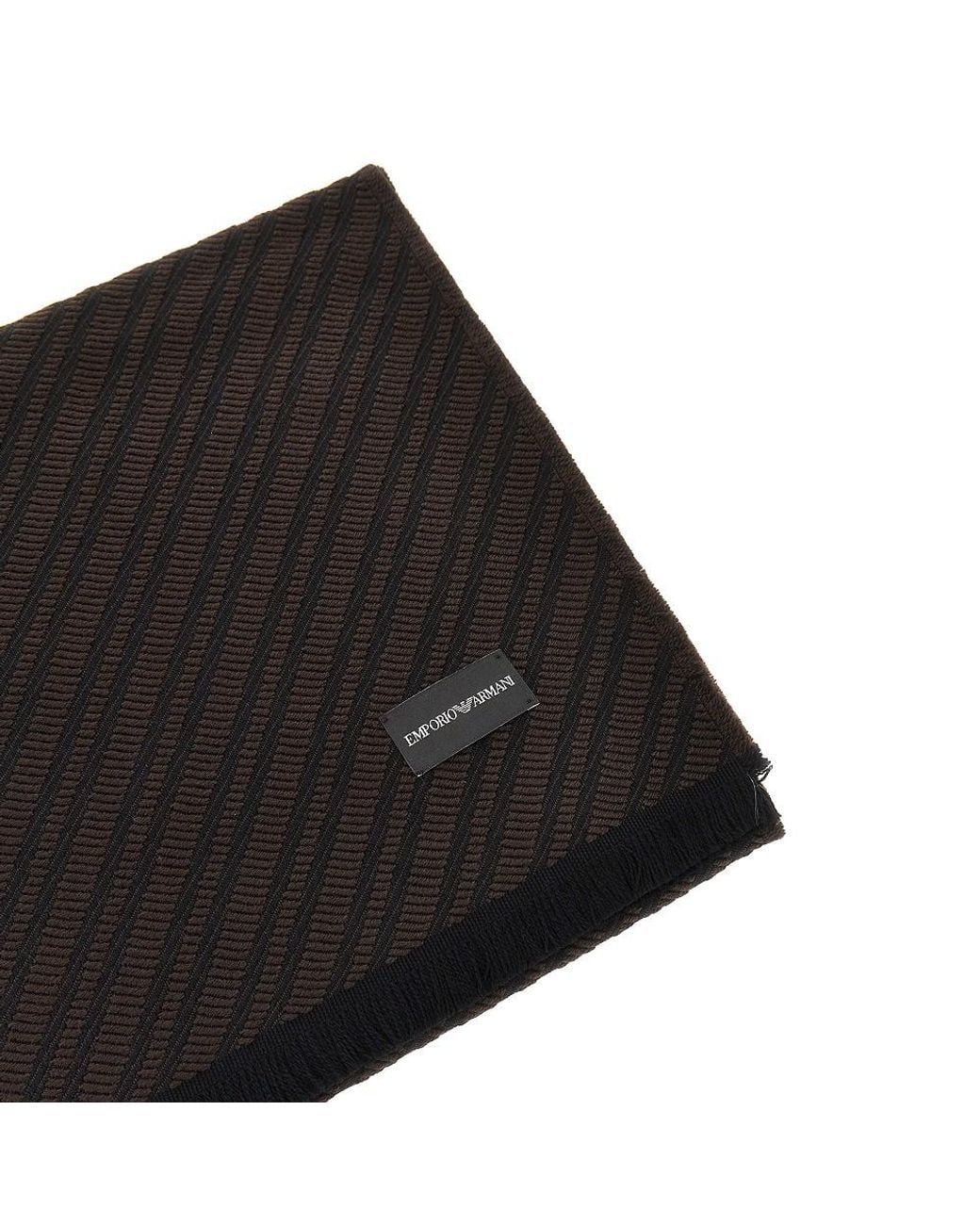 Emporio Armani Black Jacquard Viscose Blend Scarf for men