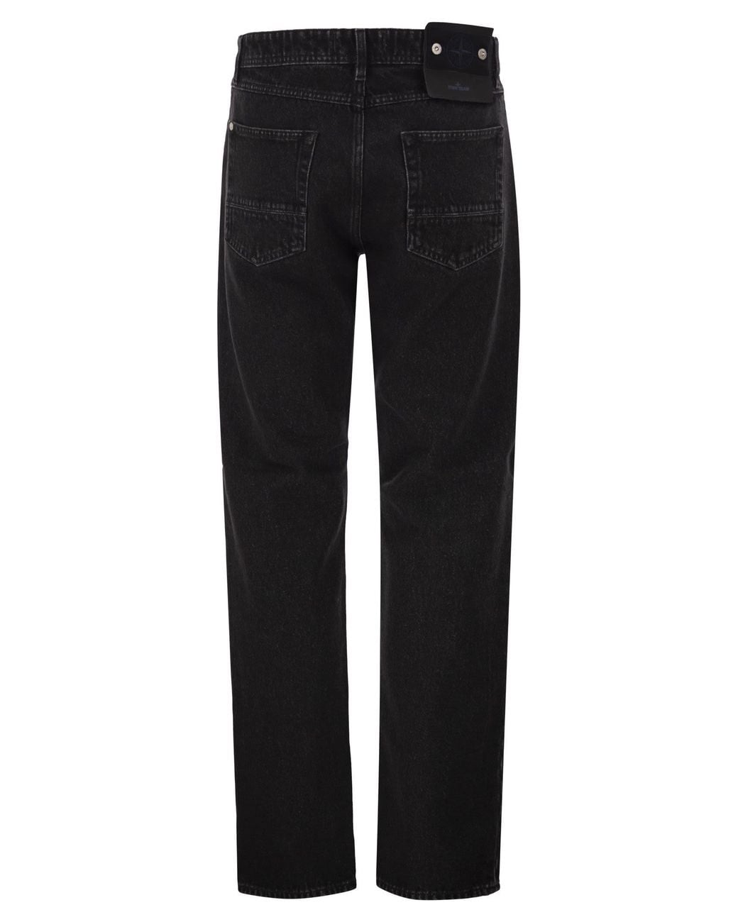 Stone Island Black Straight-Leg Five-Pocket Cotton Jeans for men
