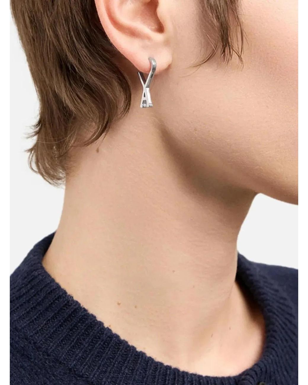 AMI White Ami De Coeur Small Hoop Earrings