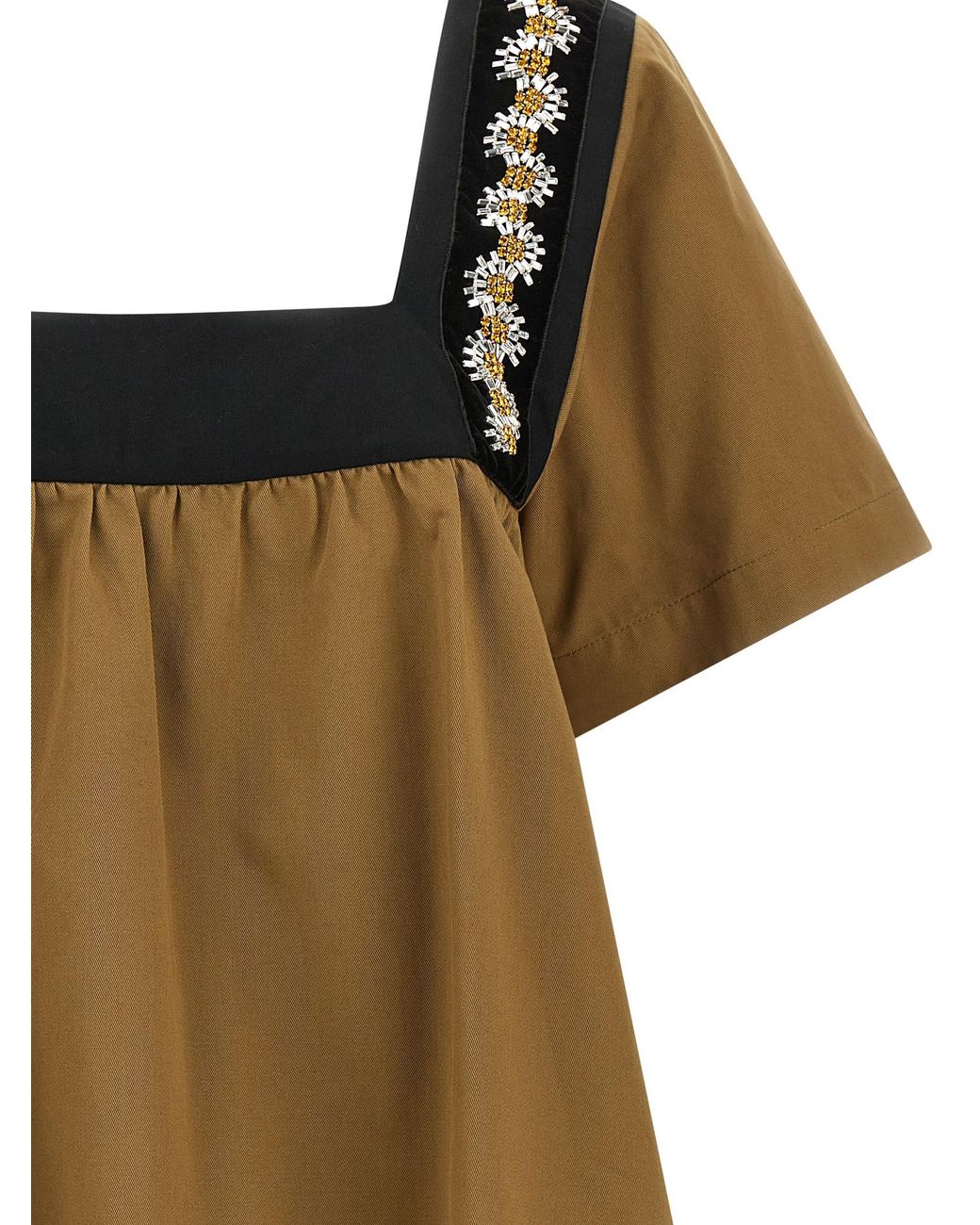 Prada Brown Embroidery Top