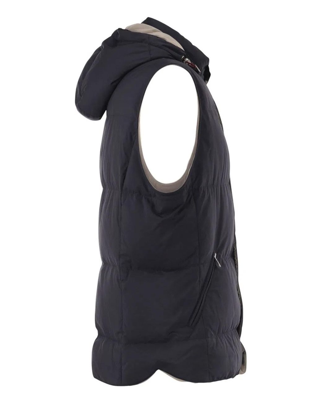 Brunello Cucinelli Black Padded Hooded Gilet for men