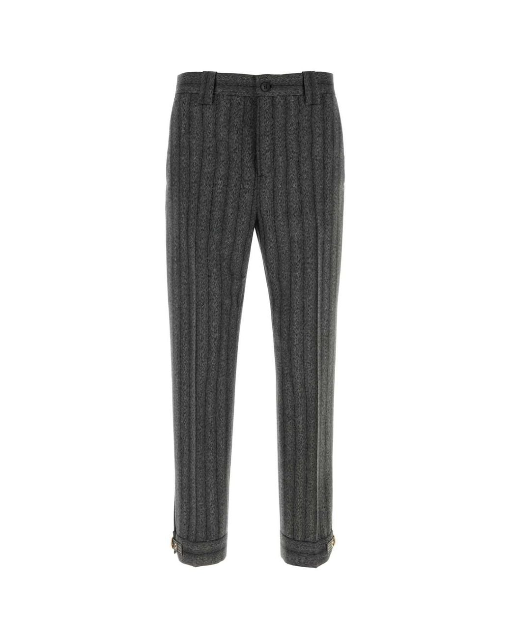 Versace Black Formal Pant Responsible Light Weight Twill Pinstri for men