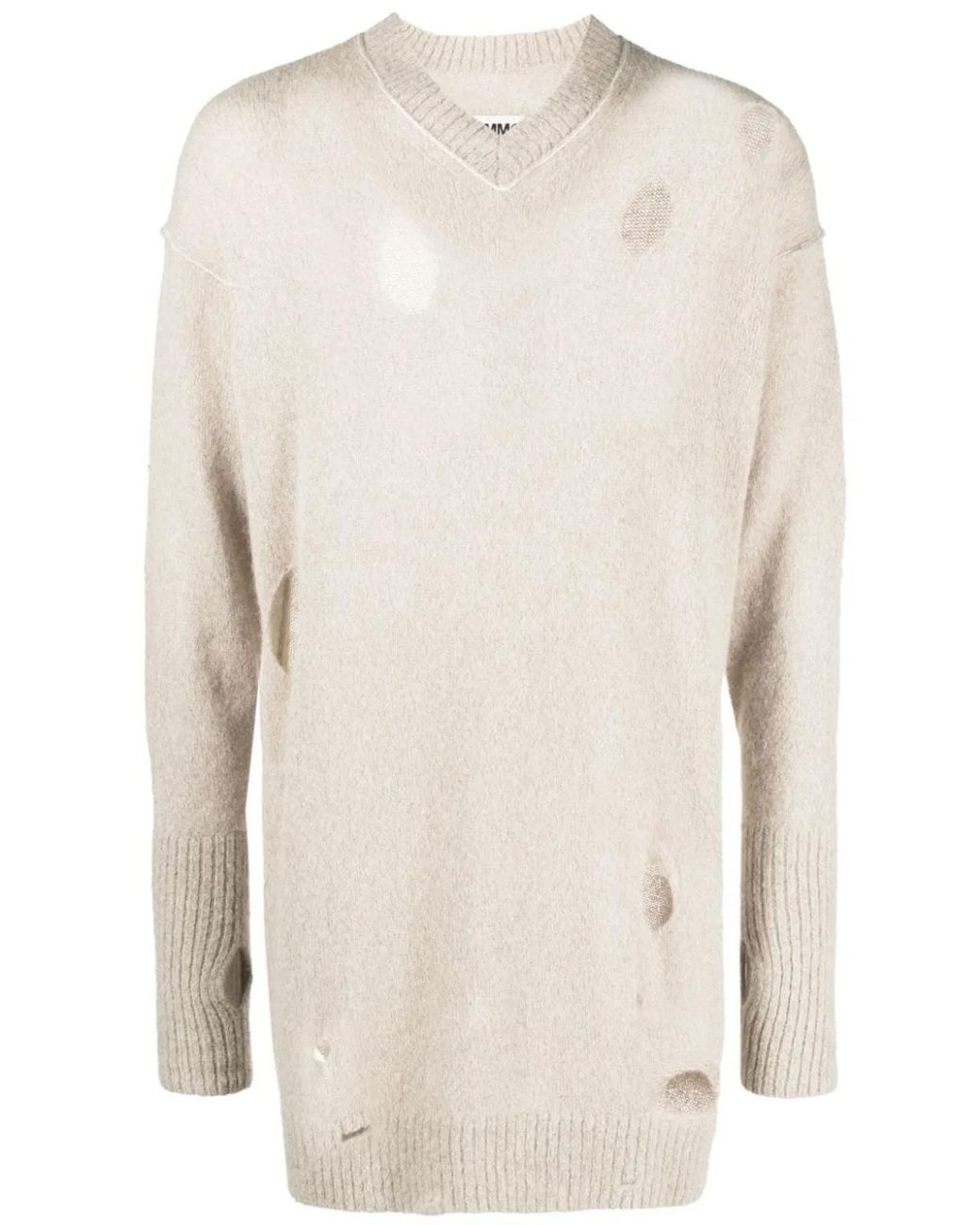 MM6 by Maison Margiela White V Neck Mini Dress