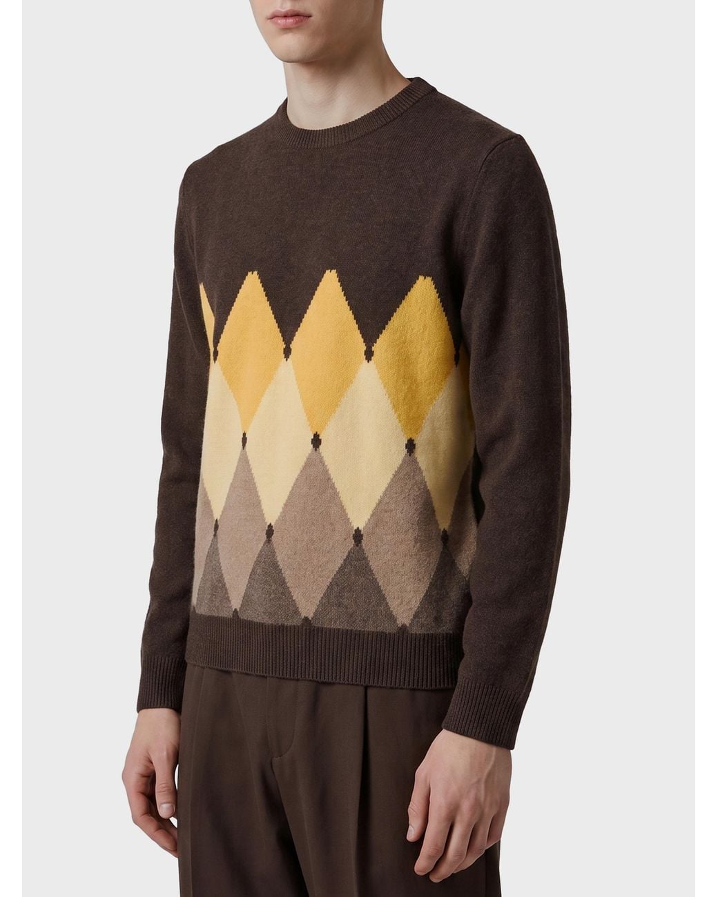 Ballantyne Black Cashmere Crewneck Diamond Sweater for men