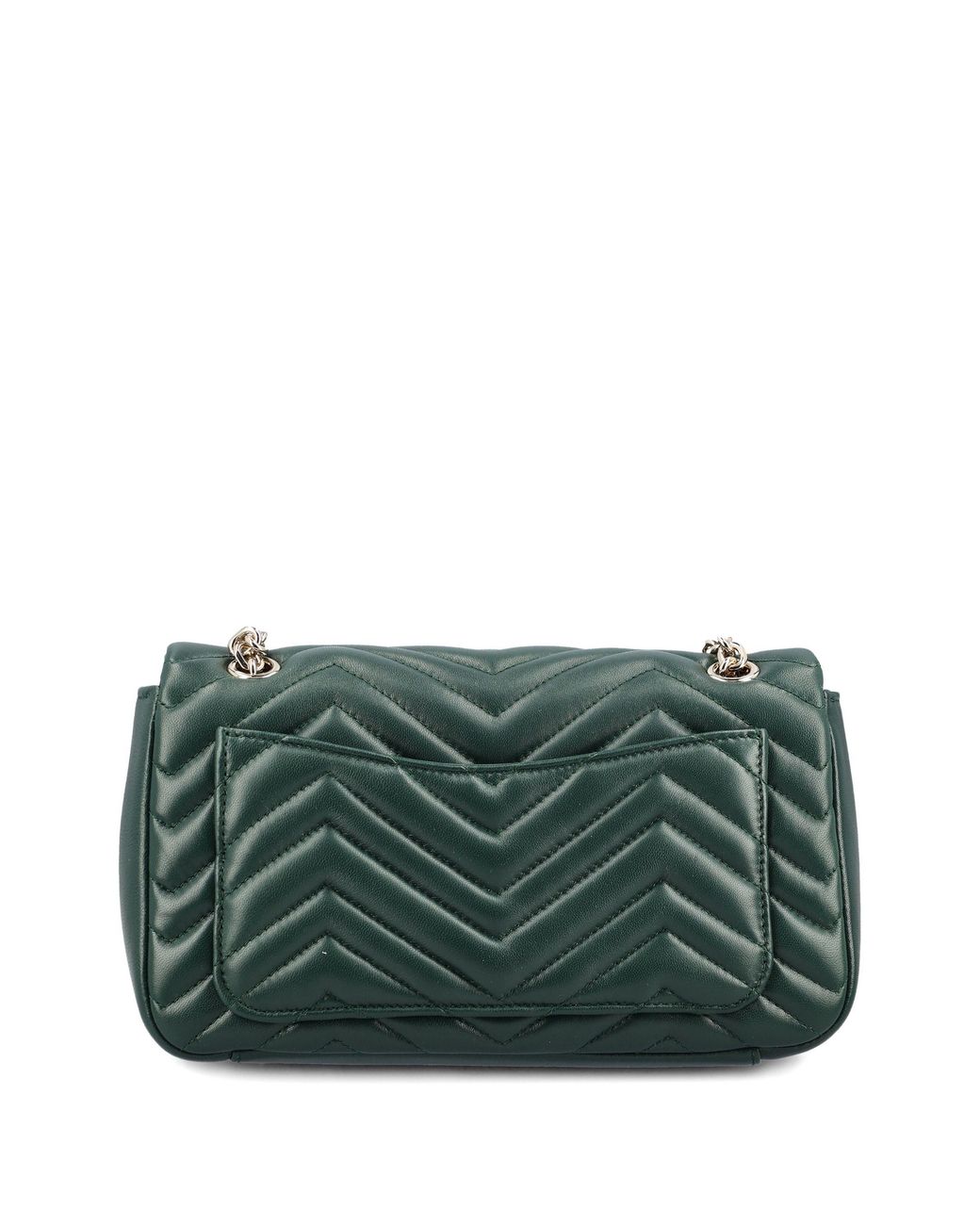 Gucci Green Dark Nappa Leather Medium Gg Marmont Shoulder Bag