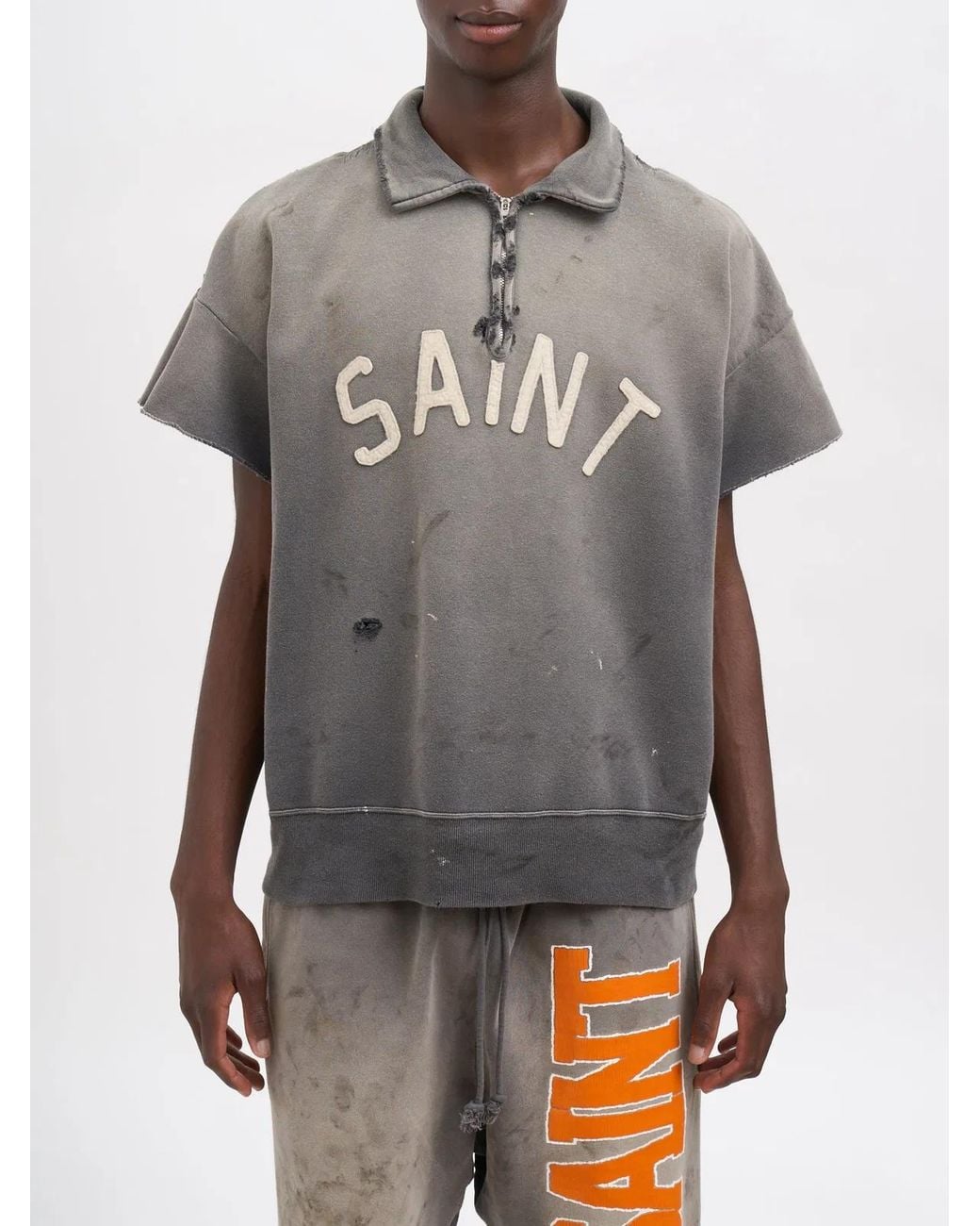 SAINT Mxxxxxx Gray Felpa Half Zip Saint for men