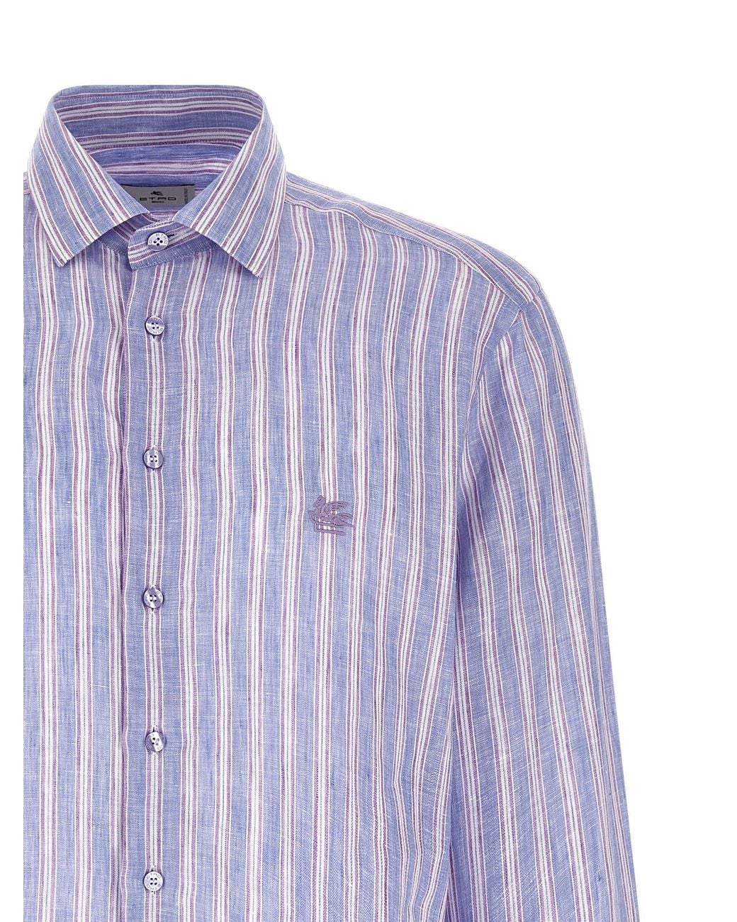 Etro Blue Striped Linen Shirt Shirt And Blouse for men