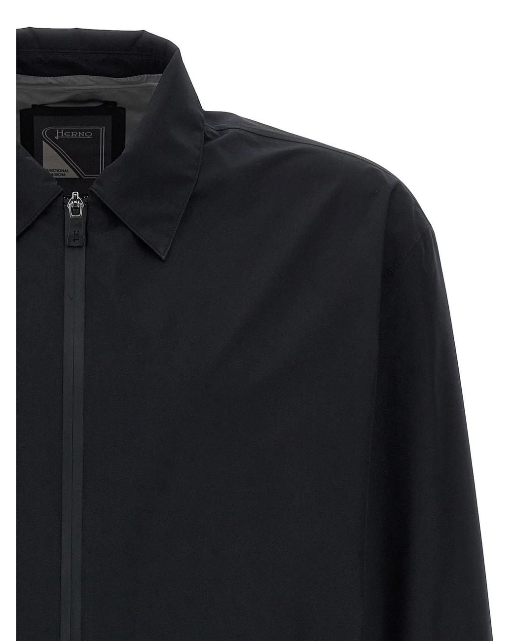 Herno Blue Solid Shirt Collar Jacket for men
