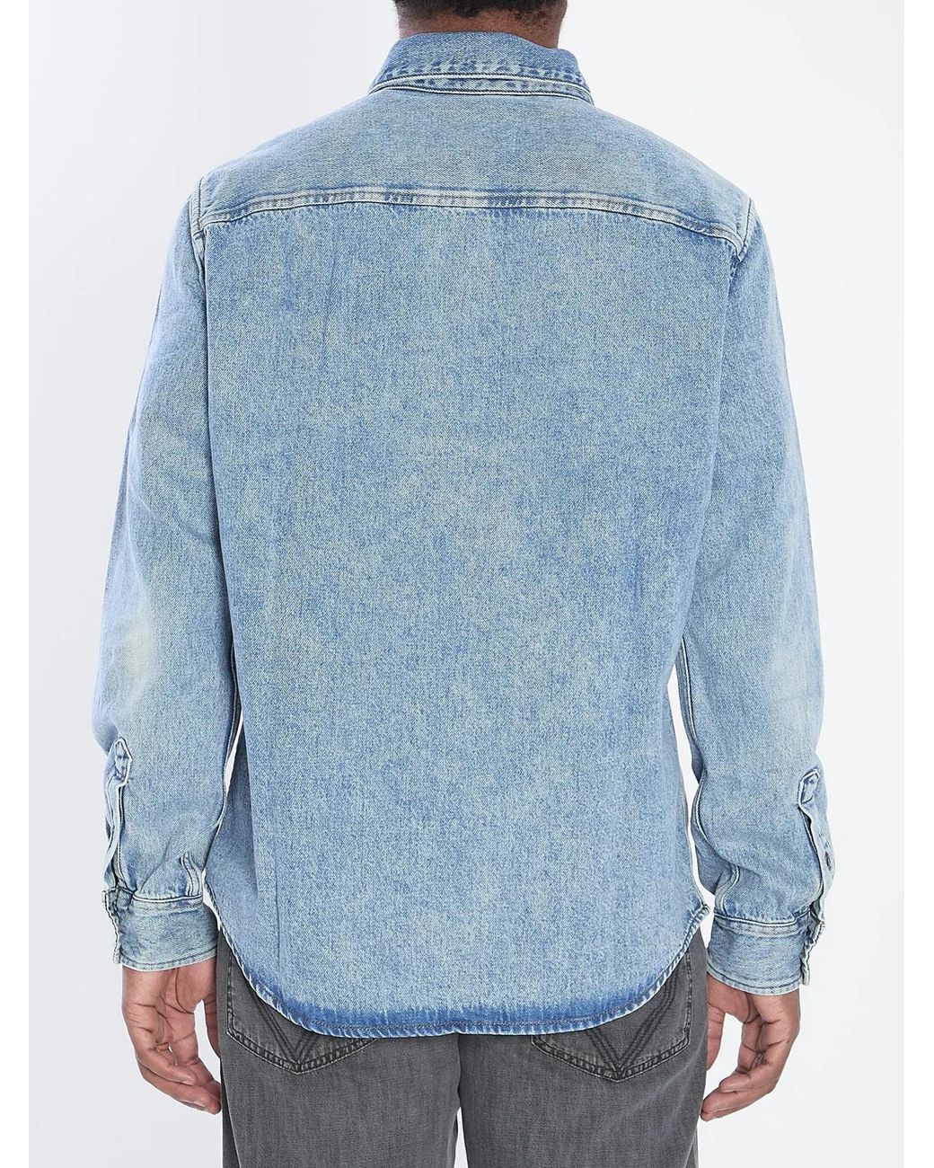 AMI Blue Ami De Coeur Denim Shirt for men