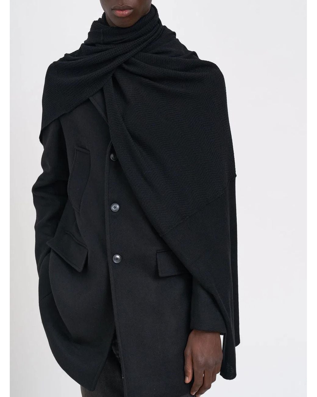 DEVOA Black Wool Scarf for men