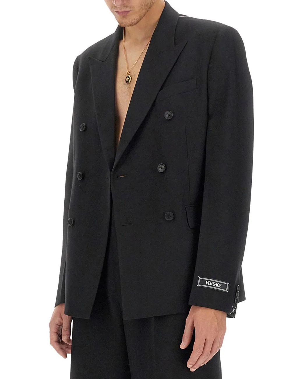 Versace Black Double-Breasted Blazer