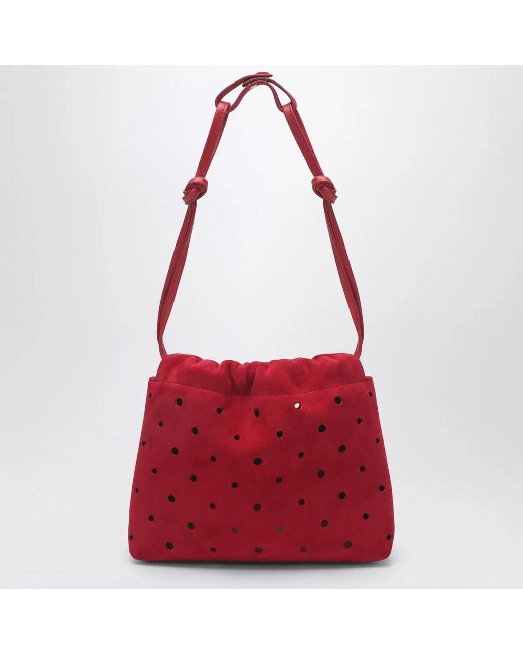 MANU Atelier Red Romy Perforated Suede Pouch