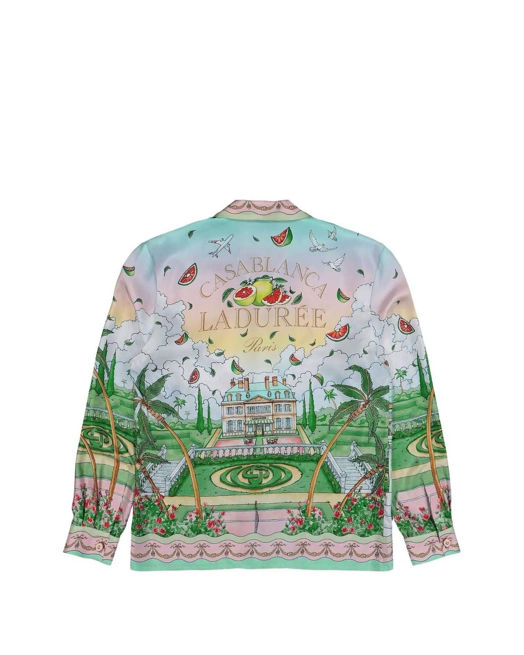 Casablanca Green Cuban Collar Long Sleeve Shirt for men