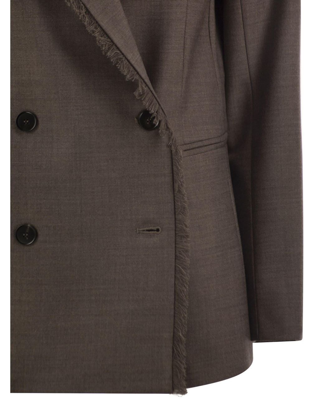Antonelli Black Double-Breasted Blazer With Fringed Detail