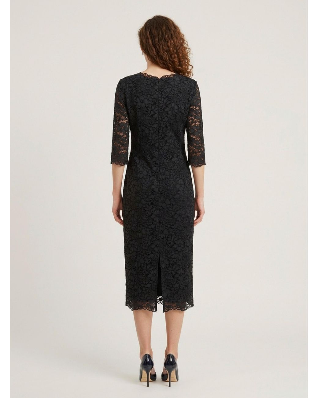 SUTTON NEW YORK Black Lace Midi Sheath Dress