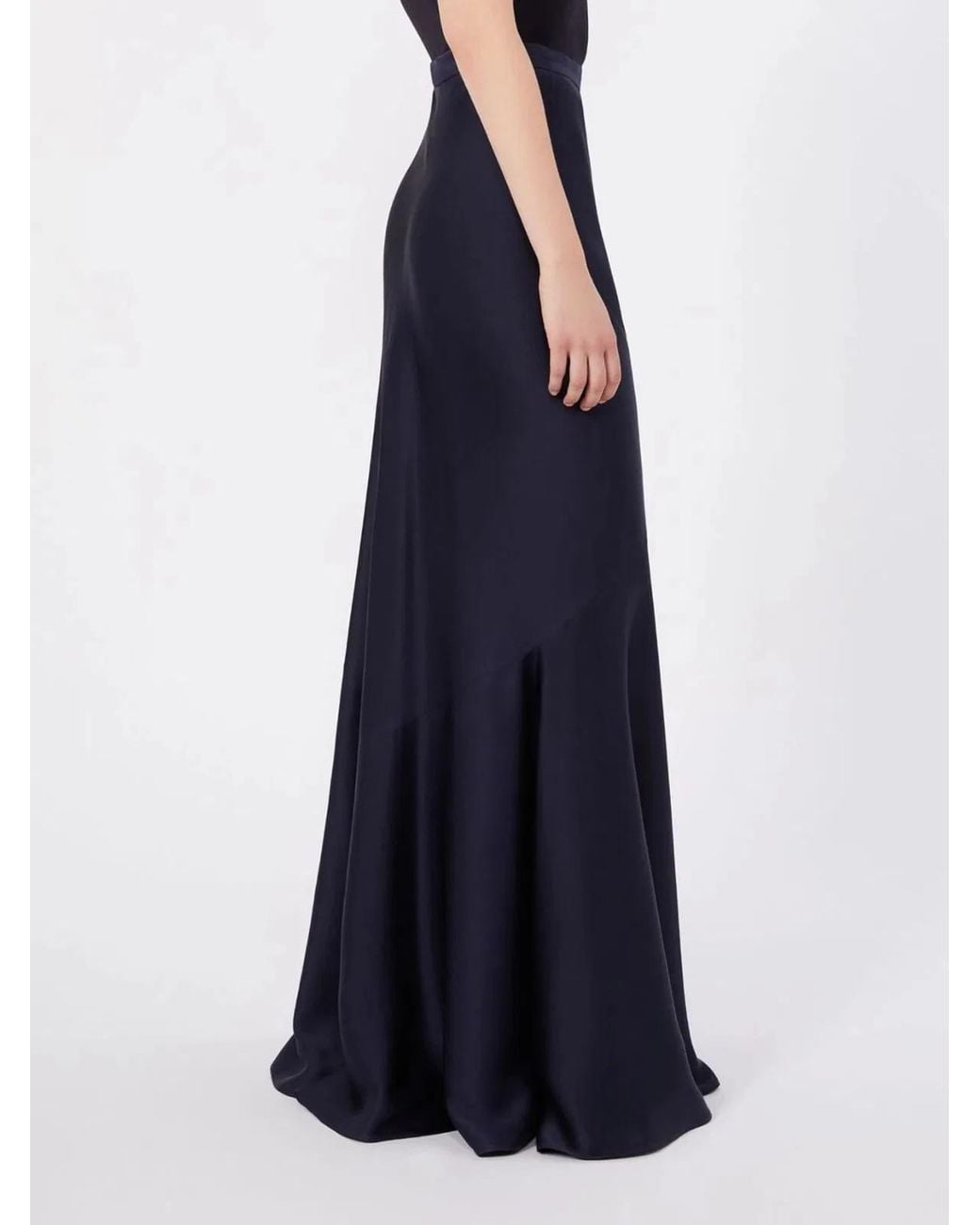 Max Mara Blue Long Envers Satin Skirt