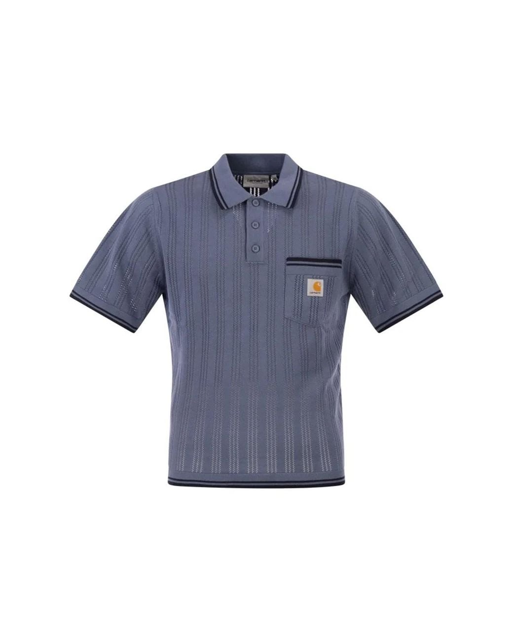 Carhartt Blue Cotton Polo Shirt With Contrasting Trim